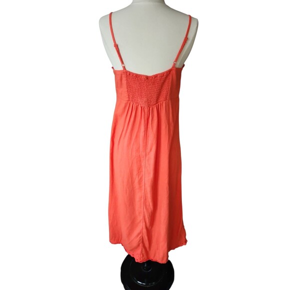 Old Navy Babydoll Linen Blend Cami Midi Dress Womens Medium Eyelet Resort Orange - Picture 4 of 10